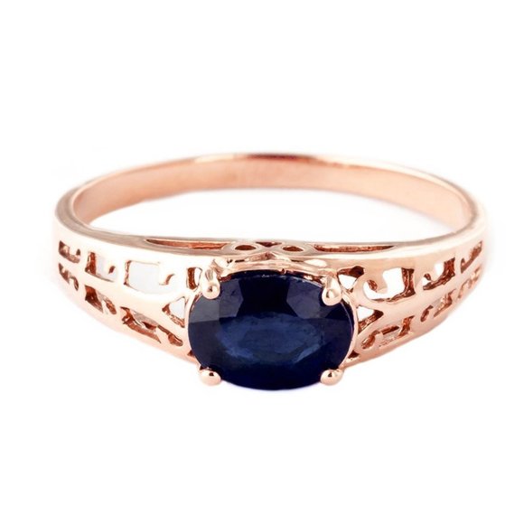 14K SOLID GOLD FILIGREE RING WITH NATURAL SAPPHIRE - Picture 3 of 9